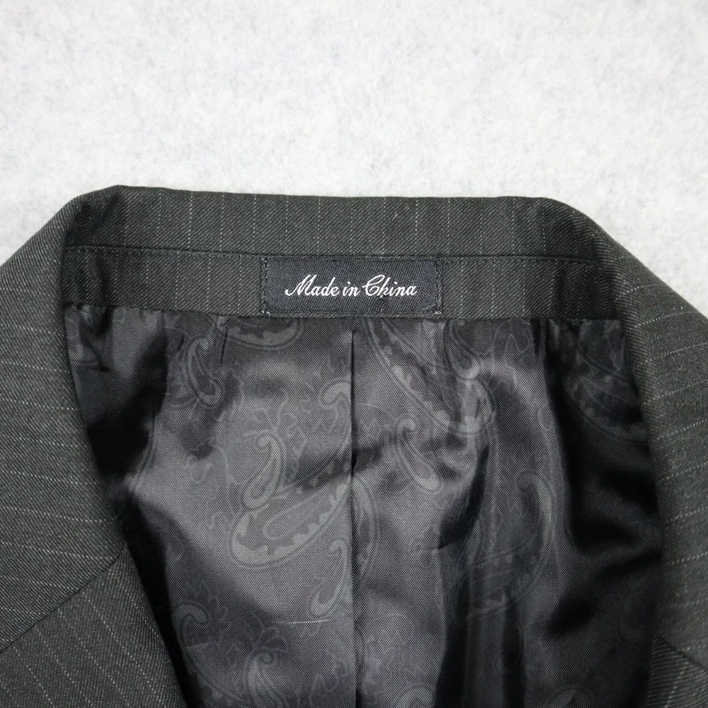 Apt. 9 Suit Jacket Mens XL 44 Charcoal Grey Pinstripe 3-Button Blazer